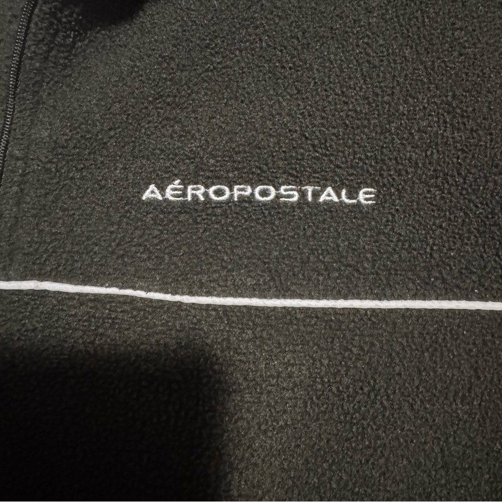 Aeropostale Aero Tec Fleece Quarter Zip Pullover Sweater Green/White Boys XL - Picture 4 of 15
